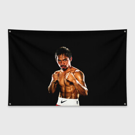Флаг-баннер с принтом Менни Пакьяо , 100% полиэстер | размер 67 х 109 см, плотность ткани — 95 г/м2; по краям флага есть четыре люверса для крепления | boxing | manny | pacquiao | бокс | боксер | знаменитость | мэнни | мэнни пакьяо | спорт