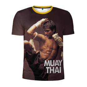 Мужская футболка 3D спортивная с принтом Муай тай , 100% полиэстер с улучшенными характеристиками | приталенный силуэт, круглая горловина, широкие плечи, сужается к линии бедра | муай тай