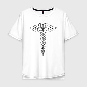 Мужская футболка хлопок Oversize с принтом Эмблема , 100% хлопок | свободный крой, круглый ворот, “спинка” длиннее передней части | doctor | medic | medicine | врач | доктор | медицина