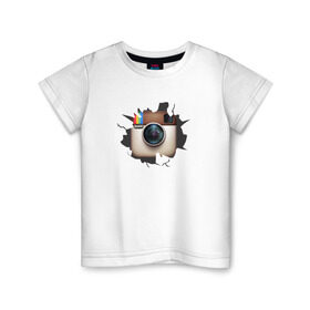 Детская футболка хлопок с принтом Instagram , 100% хлопок | круглый вырез горловины, полуприлегающий силуэт, длина до линии бедер | инстаграм