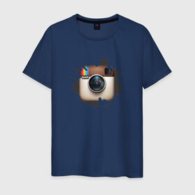 Мужская футболка хлопок с принтом Instagram , 100% хлопок | прямой крой, круглый вырез горловины, длина до линии бедер, слегка спущенное плечо. | Тематика изображения на принте: инстаграм