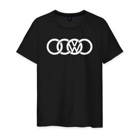 Мужская футболка хлопок с принтом AUDI VW , 100% хлопок | прямой крой, круглый вырез горловины, длина до линии бедер, слегка спущенное плечо. | audi vw фольксваген volkswagen ауди