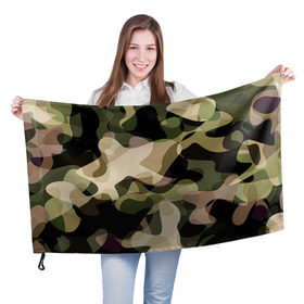 Флаг 3D с принтом Камуфляж , 100% полиэстер | плотность ткани — 95 г/м2, размер — 67 х 109 см. Принт наносится с одной стороны | хаки