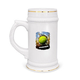 Кружка пивная с принтом Уимблдон (Wimbledon) ,  керамика (Материал выдерживает высокую температуру, стоит избегать резкого перепада температур) |  объем 630 мл | Тематика изображения на принте: wimbledon | англия | большой теннис | великобритания | теннисный мяч | уимблдон