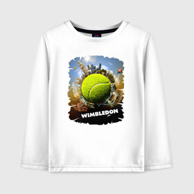 Детский лонгслив хлопок с принтом Уимблдон (Wimbledon) , 100% хлопок | круглый вырез горловины, полуприлегающий силуэт, длина до линии бедер | wimbledon | англия | большой теннис | великобритания | теннисный мяч | уимблдон