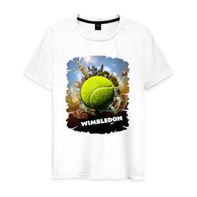 Мужская футболка хлопок с принтом Уимблдон (Wimbledon) , 100% хлопок | прямой крой, круглый вырез горловины, длина до линии бедер, слегка спущенное плечо. | wimbledon | англия | большой теннис | великобритания | теннисный мяч | уимблдон