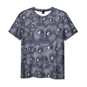 Мужская футболка 3D с принтом Эмодзи , 100% полиэфир | прямой крой, круглый вырез горловины, длина до линии бедер | emoji | moon | луна | смайл | смайлик | эмоджи | эмодзи