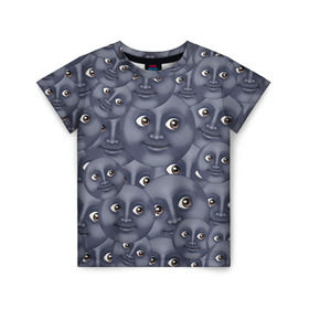 Детская футболка 3D с принтом Эмодзи , 100% гипоаллергенный полиэфир | прямой крой, круглый вырез горловины, длина до линии бедер, чуть спущенное плечо, ткань немного тянется | emoji | moon | луна | смайл | смайлик | эмоджи | эмодзи