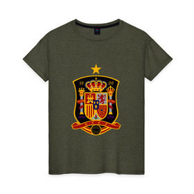 Женская футболка хлопок с принтом Сборная Испании , 100% хлопок | прямой крой, круглый вырез горловины, длина до линии бедер, слегка спущенное плечо | spain | испания | сборная испании
футбол