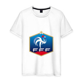 Мужская футболка хлопок с принтом Сборная Франции , 100% хлопок | прямой крой, круглый вырез горловины, длина до линии бедер, слегка спущенное плечо. | сборная франции
france | франция | футбол
