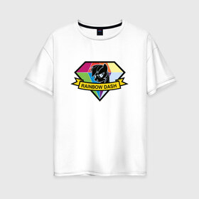 Женская футболка хлопок Oversize с принтом Rainbow Dash , 100% хлопок | свободный крой, круглый ворот, спущенный рукав, длина до линии бедер
 | my little pony | rainbow dash | красивая картинка с rainbow dash.радуга | пони