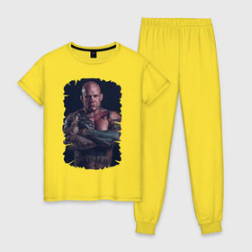 Женская пижама хлопок с принтом Jeff Monson (MMA) , 100% хлопок | брюки и футболка прямого кроя, без карманов, на брюках мягкая резинка на поясе и по низу штанин | ufc