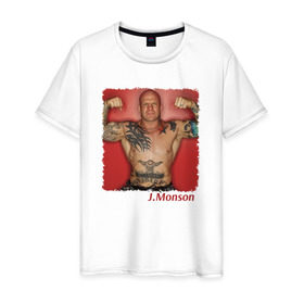 Мужская футболка хлопок с принтом Джефф Монсон , 100% хлопок | прямой крой, круглый вырез горловины, длина до линии бедер, слегка спущенное плечо. | ufc