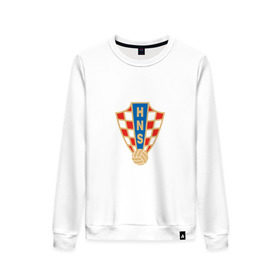 Женский свитшот хлопок с принтом Сборная Хорватии , 100% хлопок | прямой крой, круглый вырез, на манжетах и по низу широкая трикотажная резинка  | сборная хорватиихорватия | футбол