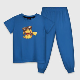 Детская пижама хлопок с принтом Пикачу , 100% хлопок |  брюки и футболка прямого кроя, без карманов, на брюках мягкая резинка на поясе и по низу штанин
 | pokemons | покемоны
