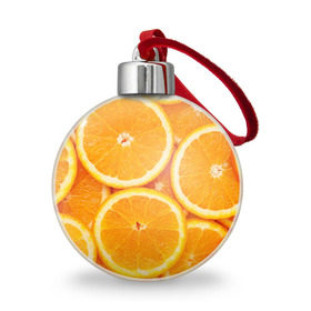 Ёлочный шар с принтом Апельсин , Пластик | Диаметр: 77 мм | апельсин | еда | лимон | фрукт