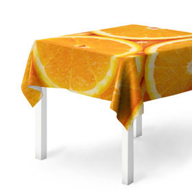 Скатерть 3D с принтом Апельсин , 100% полиэстер (ткань не мнется и не растягивается) | Размер: 150*150 см | Тематика изображения на принте: апельсин | еда | лимон | фрукт