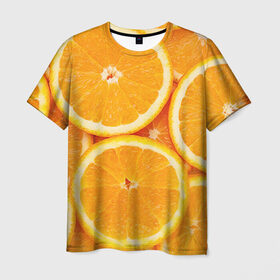 Мужская футболка 3D с принтом Апельсин , 100% полиэфир | прямой крой, круглый вырез горловины, длина до линии бедер | Тематика изображения на принте: апельсин | еда | лимон | фрукт