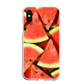 Чехол для iPhone XS Max матовый с принтом Дольки арбуза , Силикон | Область печати: задняя сторона чехла, без боковых панелей | арбуз | дольки арбуза | еда | фрукт | ягода