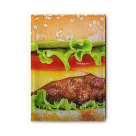Обложка для автодокументов с принтом Гамбургер , натуральная кожа |  размер 19,9*13 см; внутри 4 больших “конверта” для документов и один маленький отдел — туда идеально встанут права | Тематика изображения на принте: бутерброд | гамбургер | еда | фастфуд | чизбургер
