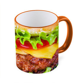 Кружка 3D с принтом Гамбургер , керамика | ёмкость 330 мл | Тематика изображения на принте: бутерброд | гамбургер | еда | фастфуд | чизбургер