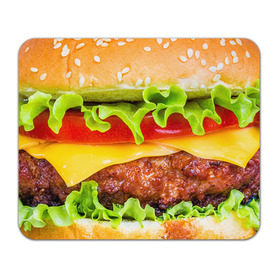 Коврик прямоугольный с принтом Гамбургер , натуральный каучук | размер 230 х 185 мм; запечатка лицевой стороны | Тематика изображения на принте: бутерброд | гамбургер | еда | фастфуд | чизбургер