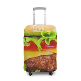 Чехол для чемодана 3D с принтом Гамбургер , 86% полиэфир, 14% спандекс | двустороннее нанесение принта, прорези для ручек и колес | бутерброд | гамбургер | еда | фастфуд | чизбургер