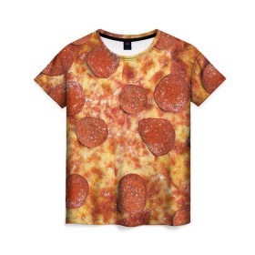 Женская футболка 3D с принтом Пицца , 100% полиэфир ( синтетическое хлопкоподобное полотно) | прямой крой, круглый вырез горловины, длина до линии бедер | pizza | еда | пицца | фастфуд