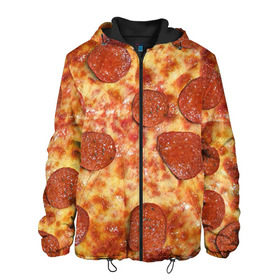 Мужская куртка 3D с принтом Пицца , ткань верха — 100% полиэстер, подклад — флис | прямой крой, подол и капюшон оформлены резинкой с фиксаторами, два кармана без застежек по бокам, один большой потайной карман на груди. Карман на груди застегивается на липучку | Тематика изображения на принте: pizza | еда | пицца | фастфуд