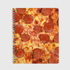 Тетрадь с принтом Пицца , 100% бумага | 48 листов, плотность листов — 60 г/м2, плотность картонной обложки — 250 г/м2. Листы скреплены сбоку удобной пружинной спиралью. Уголки страниц и обложки скругленные. Цвет линий — светло-серый
 | pizza | еда | пицца | фастфуд