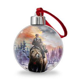 Ёлочный шар с принтом Медведь , Пластик | Диаметр: 77 мм | лес | медведь | мишка | патриот | россия | я русский