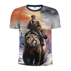 Мужская футболка 3D спортивная с принтом Медведь , 100% полиэстер с улучшенными характеристиками | приталенный силуэт, круглая горловина, широкие плечи, сужается к линии бедра | лес | медведь | мишка | патриот | россия | я русский