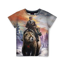 Детская футболка 3D с принтом Медведь , 100% гипоаллергенный полиэфир | прямой крой, круглый вырез горловины, длина до линии бедер, чуть спущенное плечо, ткань немного тянется | лес | медведь | мишка | патриот | россия | я русский