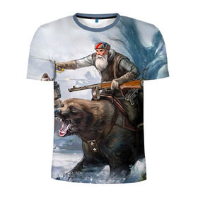 Мужская футболка 3D спортивная с принтом Медведь , 100% полиэстер с улучшенными характеристиками | приталенный силуэт, круглая горловина, широкие плечи, сужается к линии бедра | медведь | мишка | патриот | россия | я русский