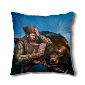 Подушка 3D с принтом Медведь , наволочка – 100% полиэстер, наполнитель – холлофайбер (легкий наполнитель, не вызывает аллергию). | состоит из подушки и наволочки. Наволочка на молнии, легко снимается для стирки | медведь | мишка | патриот | россия | я русский