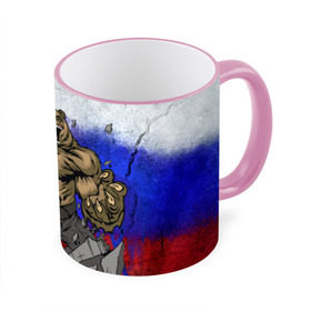 Кружка 3D с принтом Медведь , керамика | ёмкость 330 мл | флаг россии