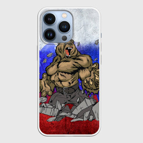 Чехол для iPhone 13 Pro с принтом Медведь ,  |  | флаг россии