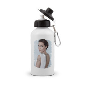 Бутылка спортивная с принтом Angelina Jolie , металл | емкость — 500 мл, в комплекте две пластиковые крышки и карабин для крепления | татуировки