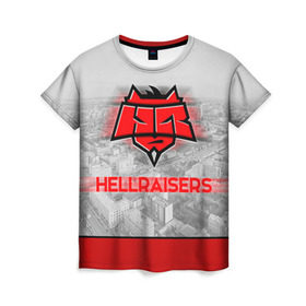 Женская футболка 3D с принтом Hellraisers , 100% полиэфир ( синтетическое хлопкоподобное полотно) | прямой крой, круглый вырез горловины, длина до линии бедер | cs | csgo | cybersportteam | hell | hellraisers | ксго | хэлрайзис