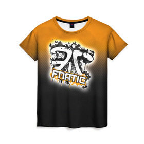 Женская футболка 3D с принтом Fnatic team , 100% полиэфир ( синтетическое хлопкоподобное полотно) | прямой крой, круглый вырез горловины, длина до линии бедер | fnatic