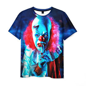 Мужская футболка 3D с принтом Клоун , 100% полиэфир | прямой крой, круглый вырез горловины, длина до линии бедер | Тематика изображения на принте: halloween | злодей | злой | клоун | монстр | хэлоуин