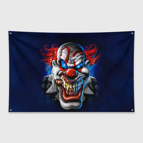Флаг-баннер с принтом Клоун , 100% полиэстер | размер 67 х 109 см, плотность ткани — 95 г/м2; по краям флага есть четыре люверса для крепления | halloween | злодей | злой | клоун | монстр | хэлоуин