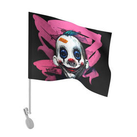 Флаг для автомобиля с принтом Клоун , 100% полиэстер | Размер: 30*21 см | halloween | злодей | злой | клоун | монстр | хэлоуин