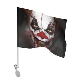 Флаг для автомобиля с принтом Зомби клоун , 100% полиэстер | Размер: 30*21 см | halloween | злодей | злой | клоун | монстр | хэлоуин