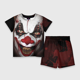 Детский костюм с шортами 3D с принтом Зомби клоун ,  |  | halloween | злодей | злой | клоун | монстр | хэлоуин