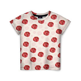 Детская футболка 3D с принтом Розы , 100% гипоаллергенный полиэфир | прямой крой, круглый вырез горловины, длина до линии бедер, чуть спущенное плечо, ткань немного тянется | паттерн | цветочный