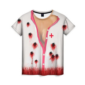Женская футболка 3D с принтом Костюм медсестры , 100% полиэфир ( синтетическое хлопкоподобное полотно) | прямой крой, круглый вырез горловины, длина до линии бедер | зомби