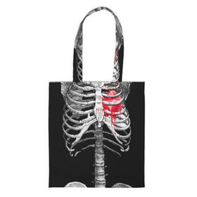 Сумка 3D повседневная с принтом Скелет с сердцем , 100% полиэстер | Плотность: 200 г/м2; Размер: 34×35 см; Высота лямок: 30 см | halloween | skeleton | кровь | скелет | хэллоуин