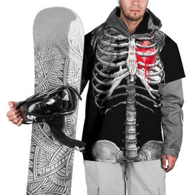 Накидка на куртку 3D с принтом Скелет с сердцем , 100% полиэстер |  | halloween | skeleton | кровь | скелет | хэллоуин