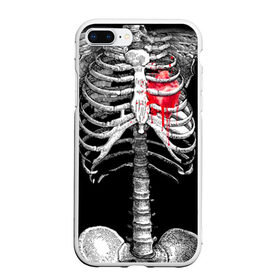 Чехол для iPhone 7Plus/8 Plus матовый с принтом Скелет с сердцем , Силикон | Область печати: задняя сторона чехла, без боковых панелей | halloween | skeleton | кровь | скелет | хэллоуин